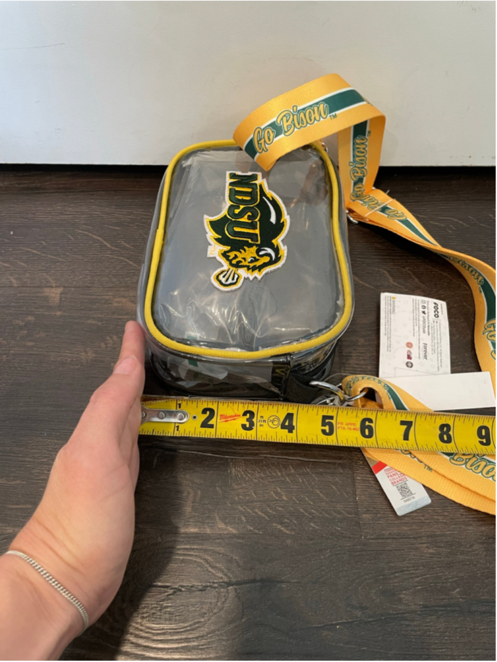 NDSU Bison Clear Crossbody Bag Yellow Green North Dakota State University - Picture 4 of 5